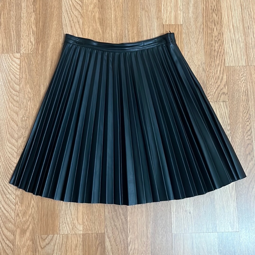 Zara pleated faux leather skirt.